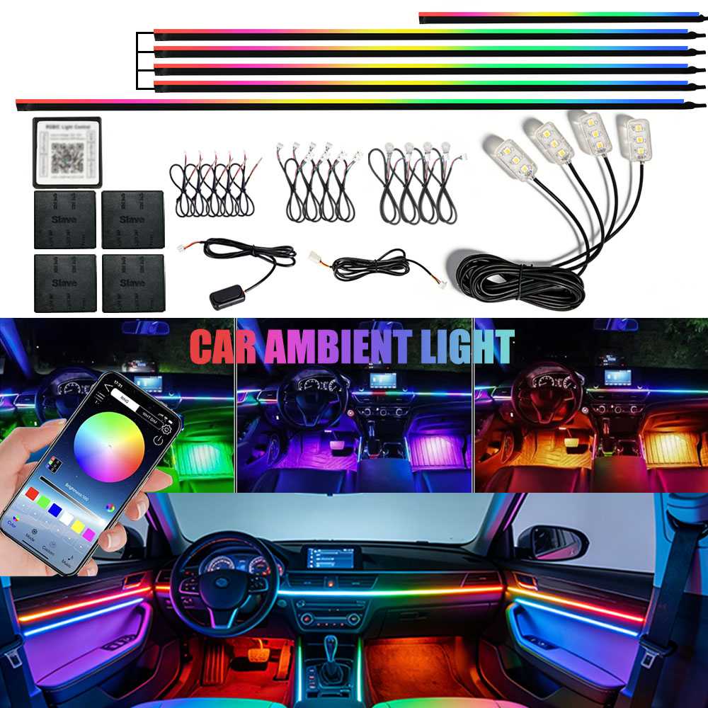 Led Ambient Interior Car Lights App Control - Lâmpadas LED Acrílicas Ambientais para Carro