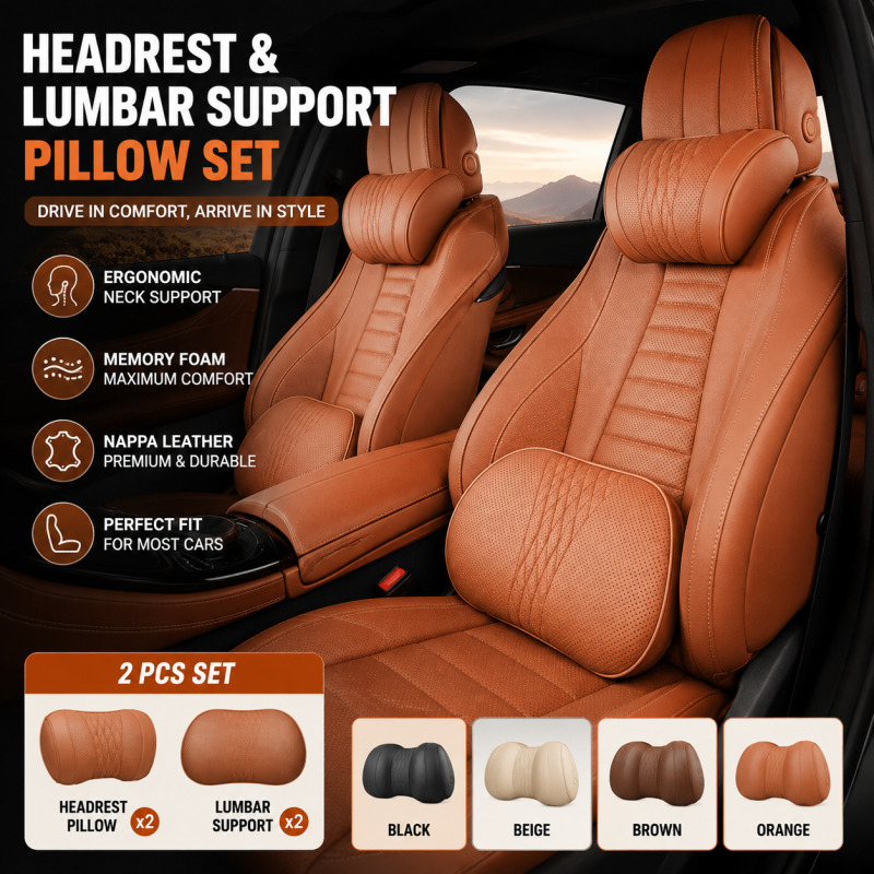 Memory Foam Car Neck Pillow Lumbar Support - Almofada de Pescoço para Encosto de