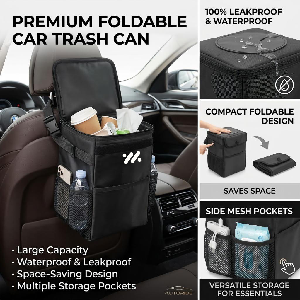 Waterproof Car Trash Can With Lid - Saco de armazenamento para lixo de