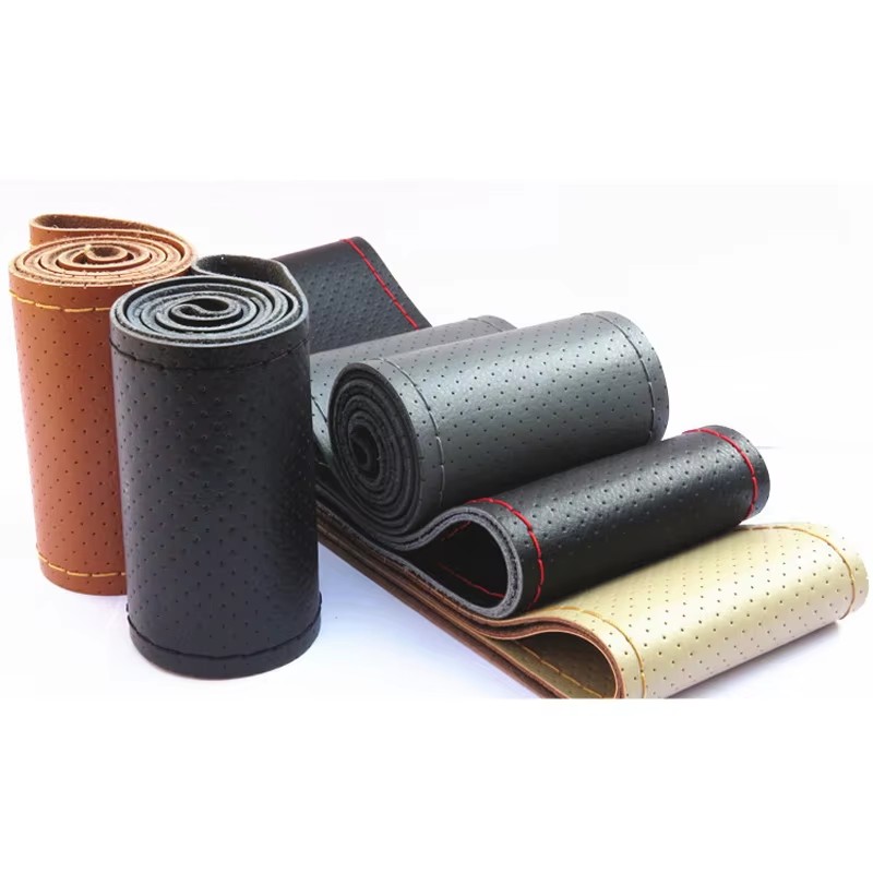 Car Steering Wheel Cover Anti Slip Breathable - Novo 36 38 40cm couro genuíno