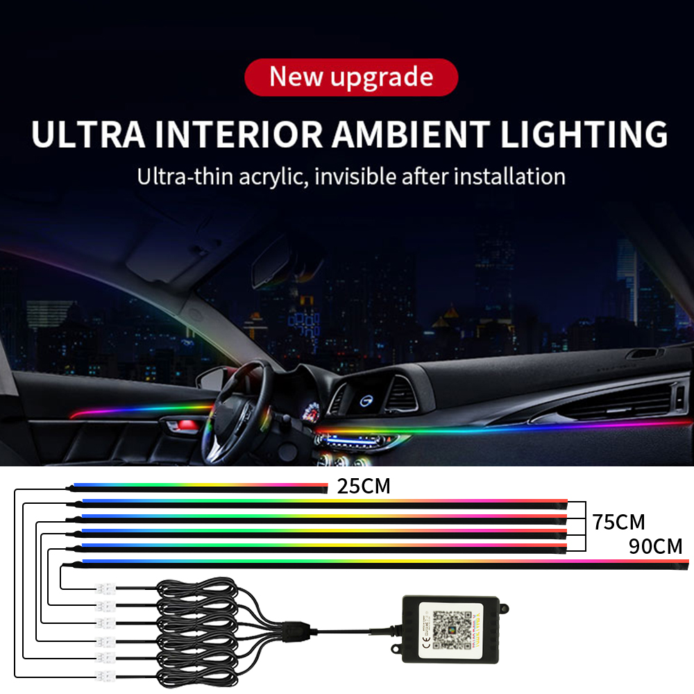 Sinfonia interior do carro led - Led Ambient Interior Car Lights App Control avaliação e preço