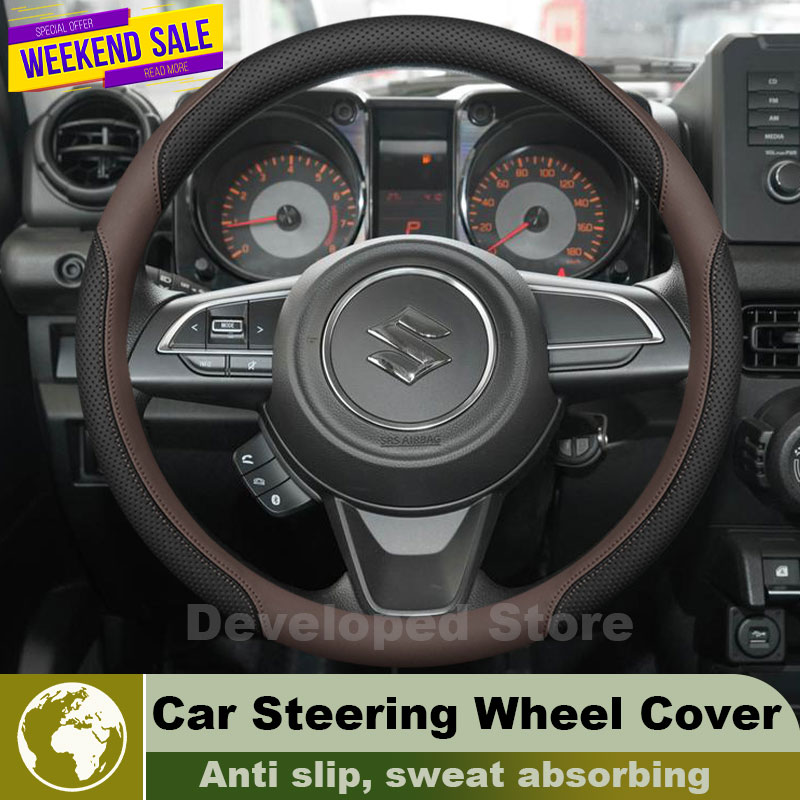 Capa de Volante de Couro para  - Car Steering Wheel Cover Anti Slip Breathable avaliação e preço