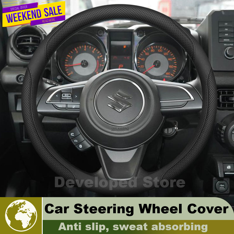Capa de Volante de Couro para  - Car Steering Wheel Cover Anti Slip Breathable avaliação e preço