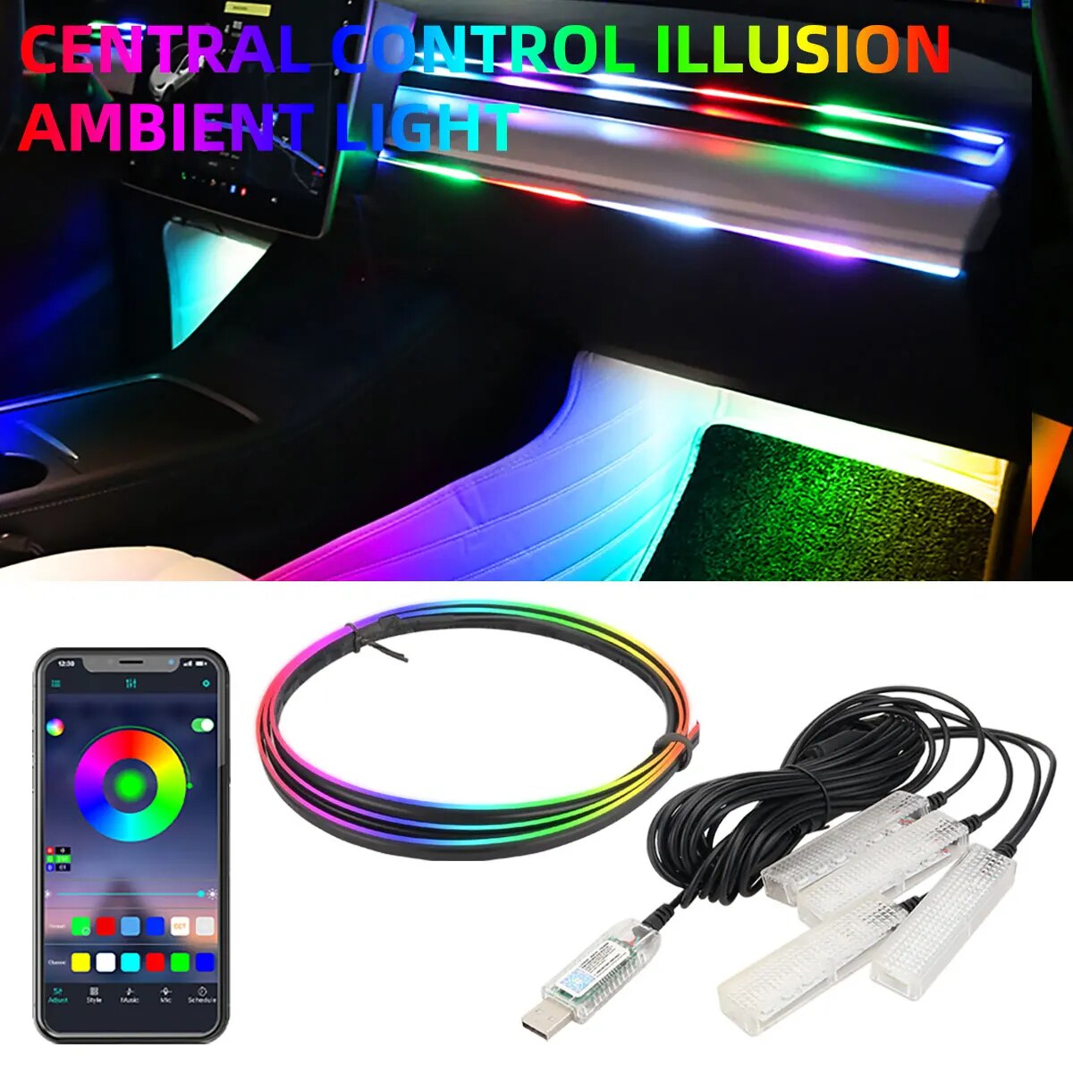 Symphony Car LED Foot Light, 4 - Led Ambient Interior Car Lights App Control avaliação e preço