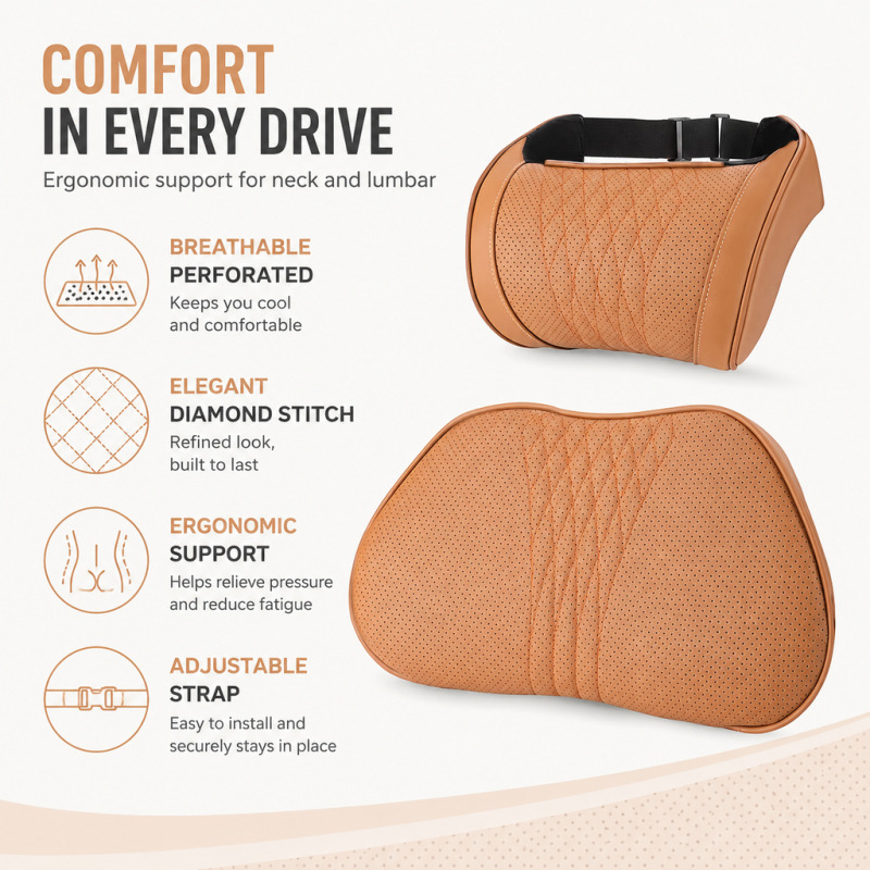 Almofada de Pescoço para Encos - Memory Foam Car Neck Pillow Lumbar Support avaliação e preço