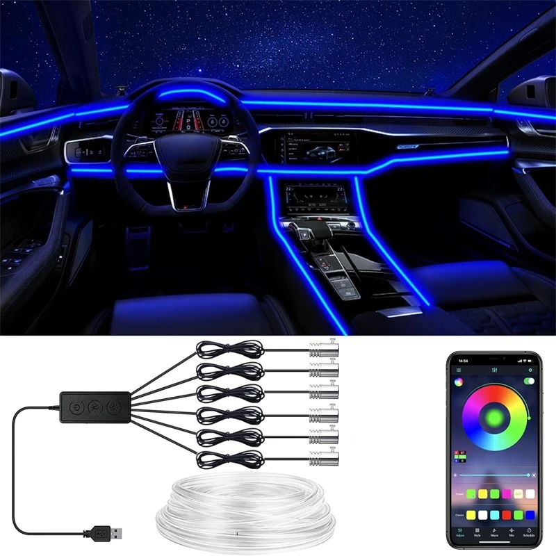 Luzes de fio el flexíveis com  - Led Ambient Interior Car Lights App Control avaliação e preço